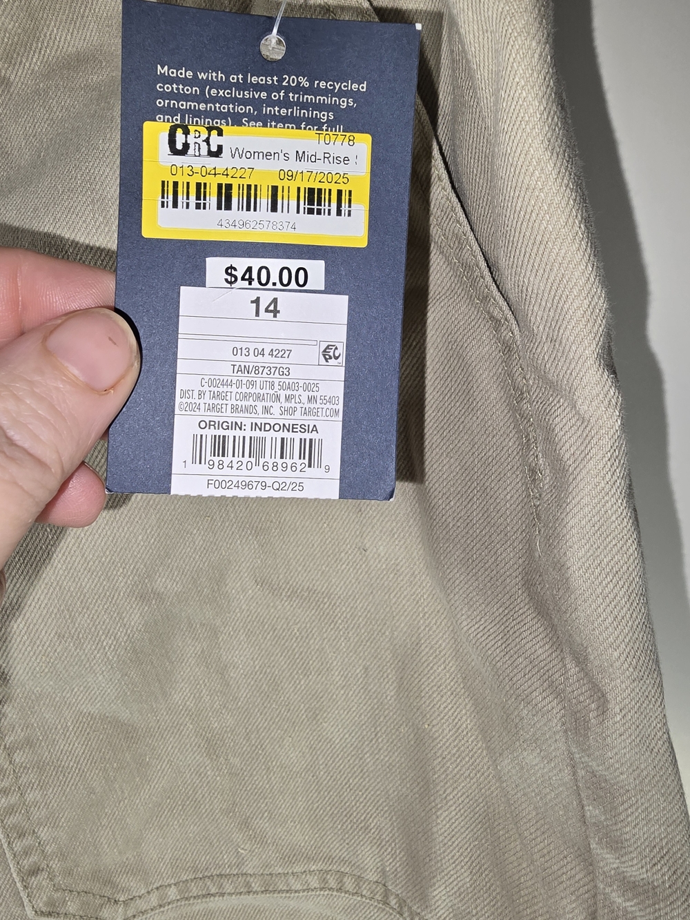 woman Beige Work-Style Cotton Pants - Picture 2 of 4